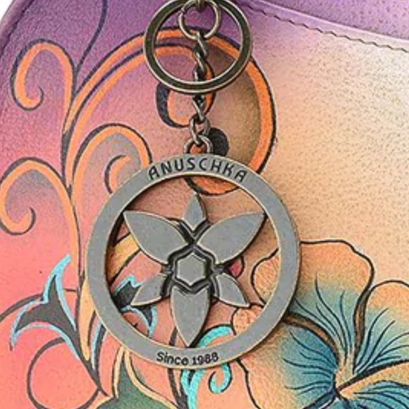 NEW - Anuschka Multi Compartment Hand Painted Large Leather Satchel - Henna Fl… - Picture 6 of 14